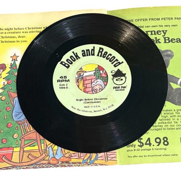 Vintage Peter Pan The Night Before Christmas Book & Vinyl  Record - Picture 5 of 7